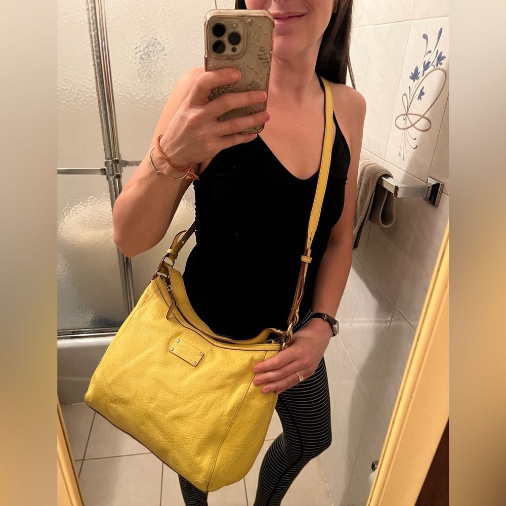 RARE Kate Spade Large Gladys Darien Lemonade Pebbled Leather Convertible Bag